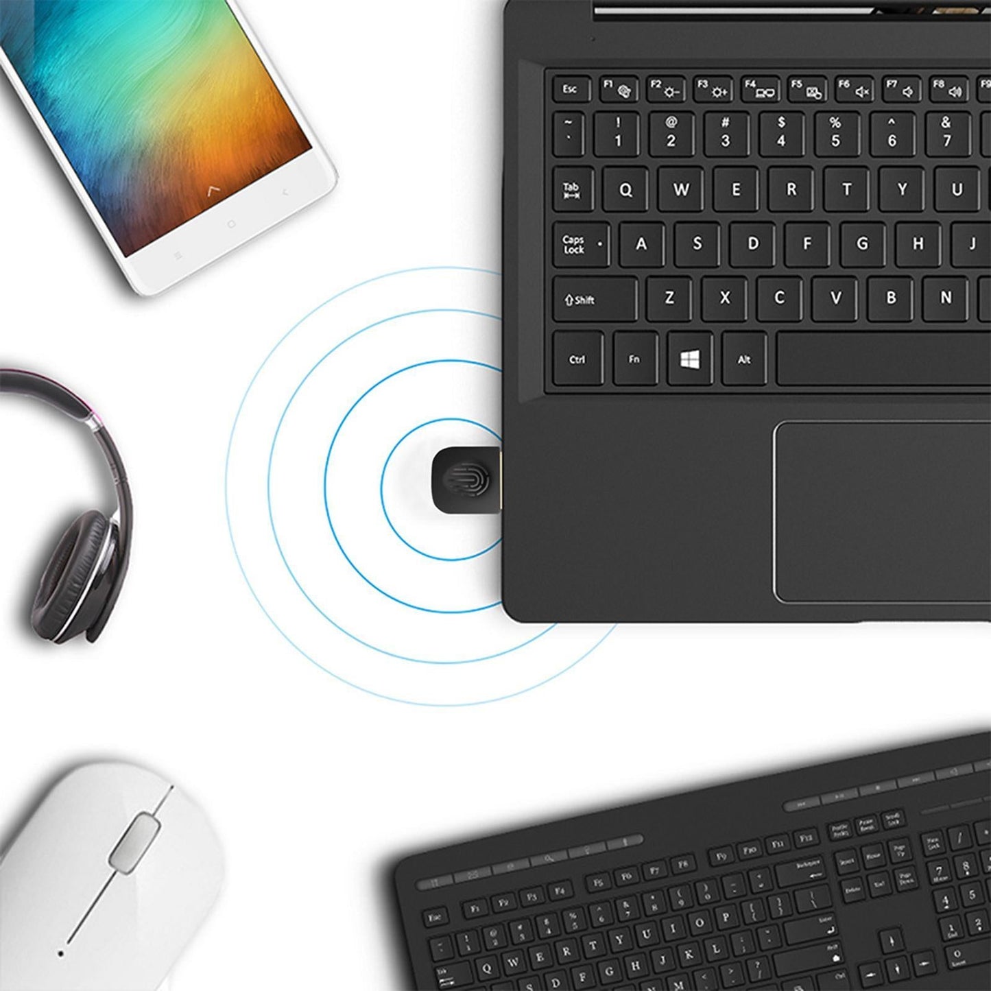 Portable USB Bluetooth 5.0 Adapter Dongle Wireless for Headphones Black