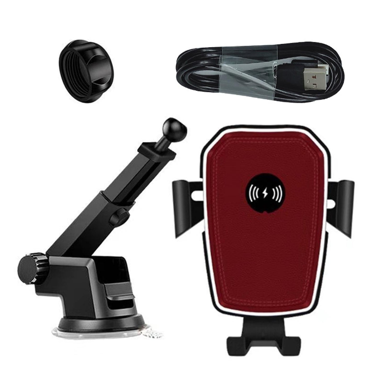 2 in1 Car Charger 10W Fast Charging Car Holder Mount Phone Holder for Phone Red