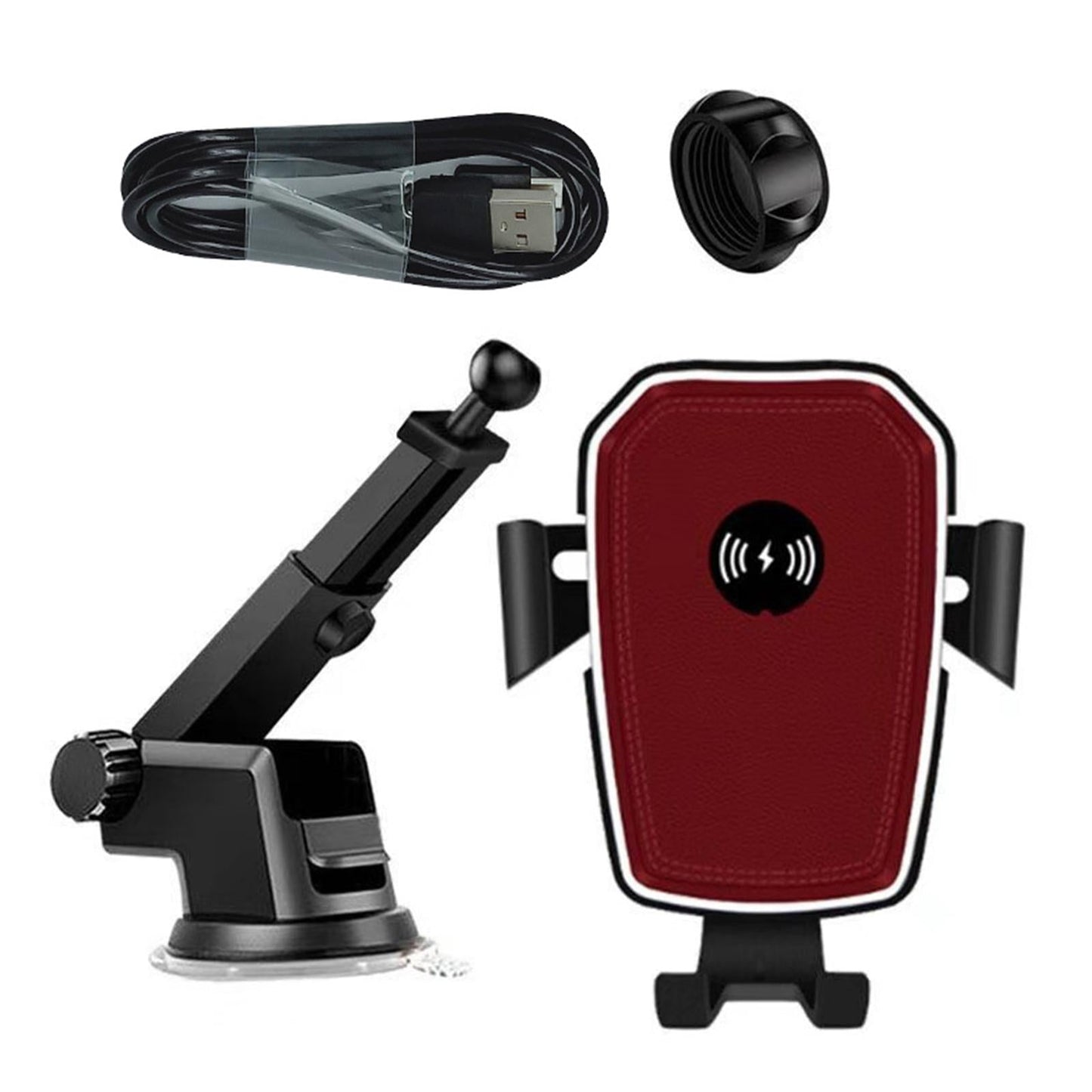 2 in1 Car Charger 10W Fast Charging Car Holder Mount Phone Holder for Phone Red
