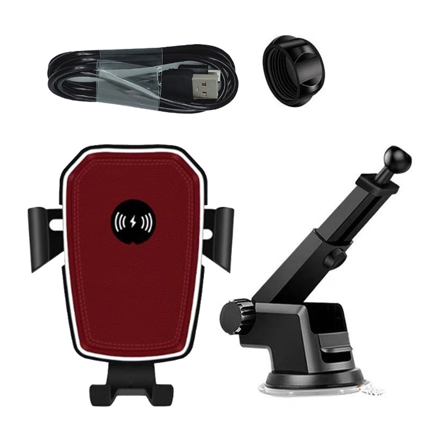 2 in1 Car Charger 10W Fast Charging Car Holder Mount Phone Holder for Phone Red