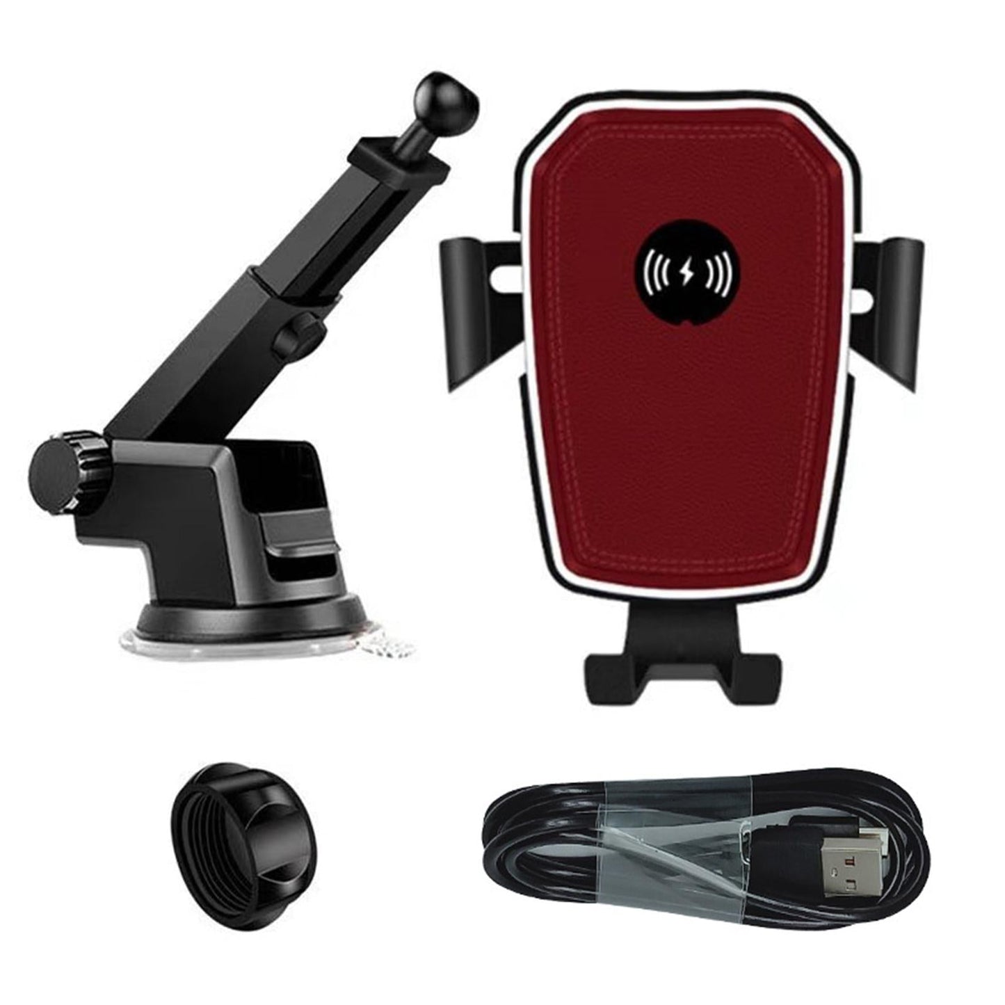 2 in1 Car Charger 10W Fast Charging Car Holder Mount Phone Holder for Phone Red