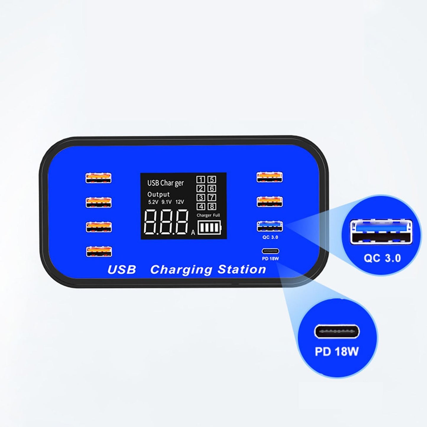 Multi Smart Fast USB Charger 8-Port Hub Charging Station Quick Charge Travel