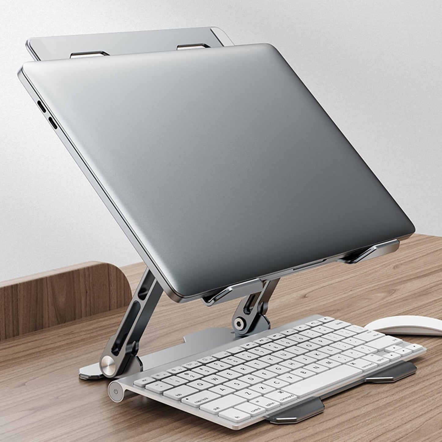 Portable Adjustable Multi-Angle Metal Laptop Stand Holder Riser for Home Silver