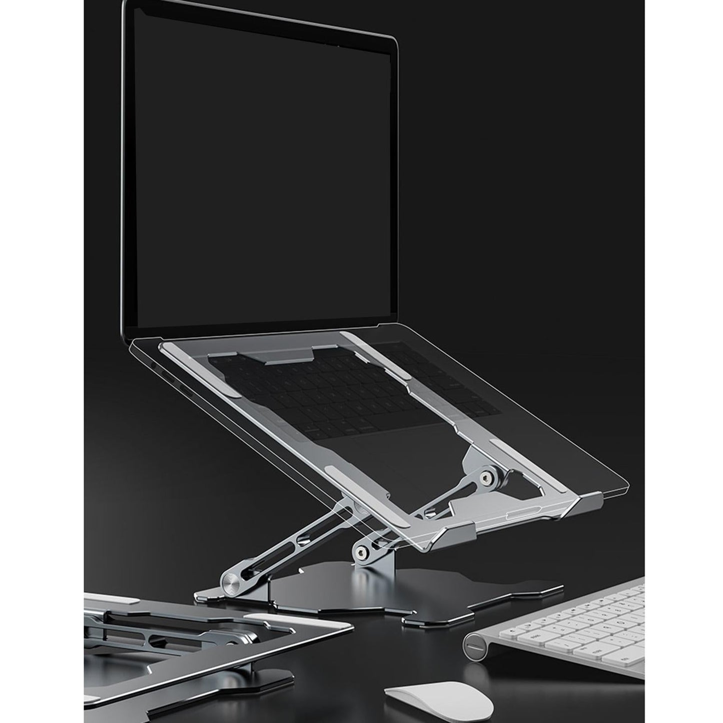 Portable Adjustable Multi-Angle Metal Laptop Stand Holder Riser for Home Silver