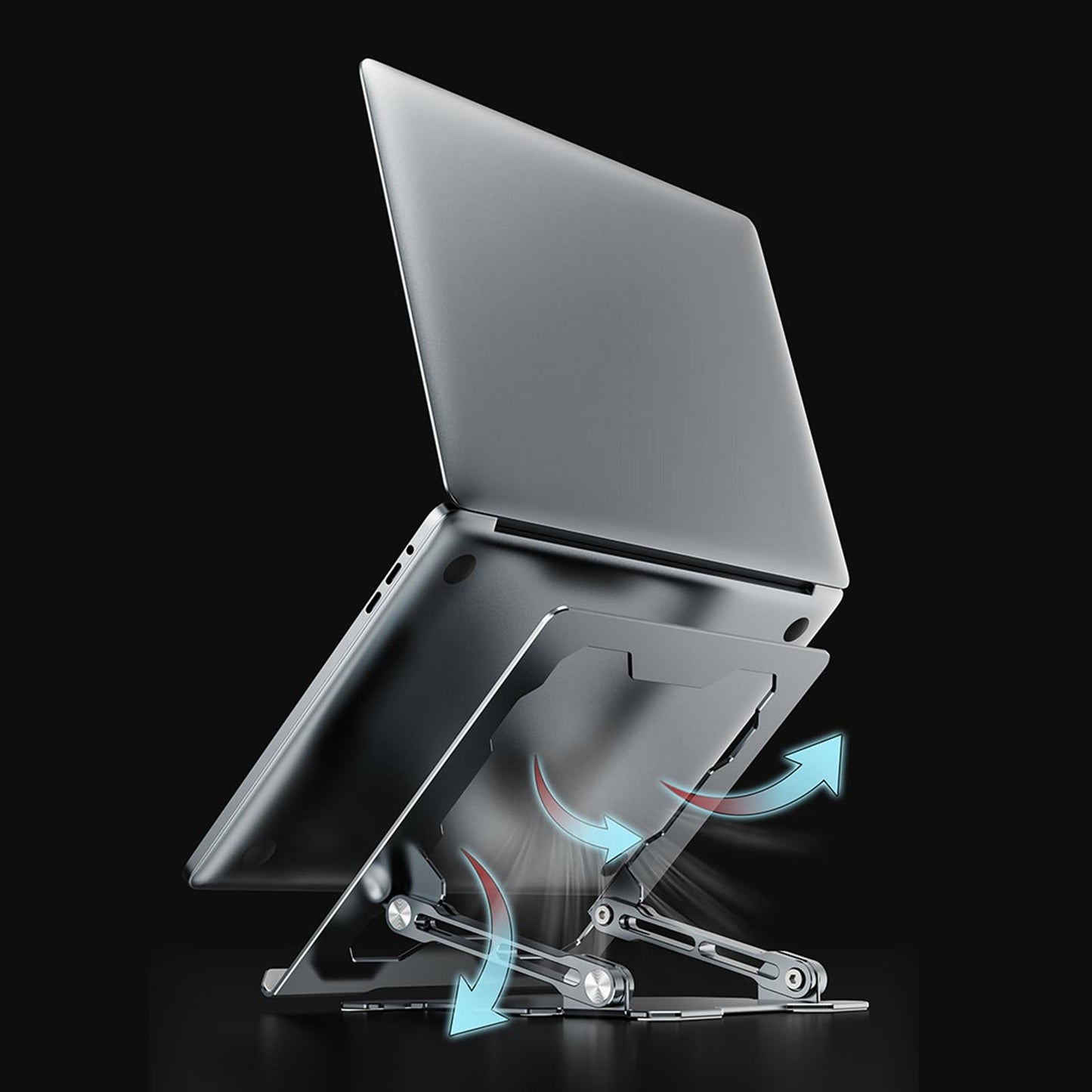 Portable Adjustable Multi-Angle Metal Laptop Stand Holder Riser for Home Silver