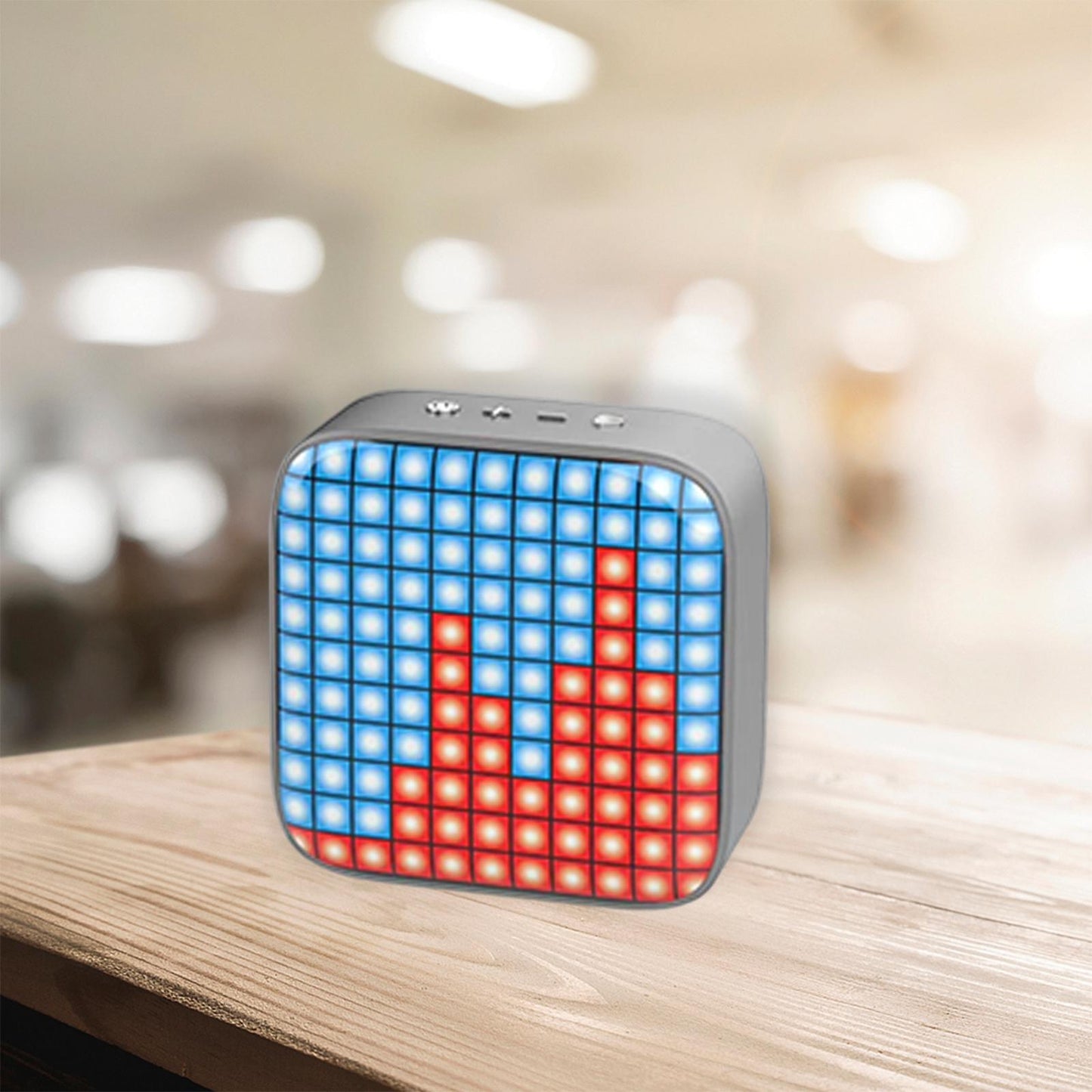 Portable Retro Bluetooth Pixel Art Speaker Outdoor Fashionable Silver Gray