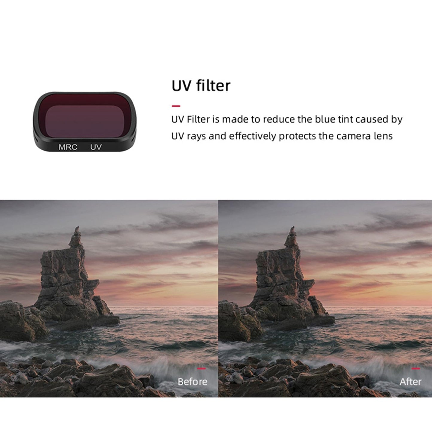 3-pack Lens Filter Kit Replaces for DJI POCKET 2 Metal Frame UV CPL ND8