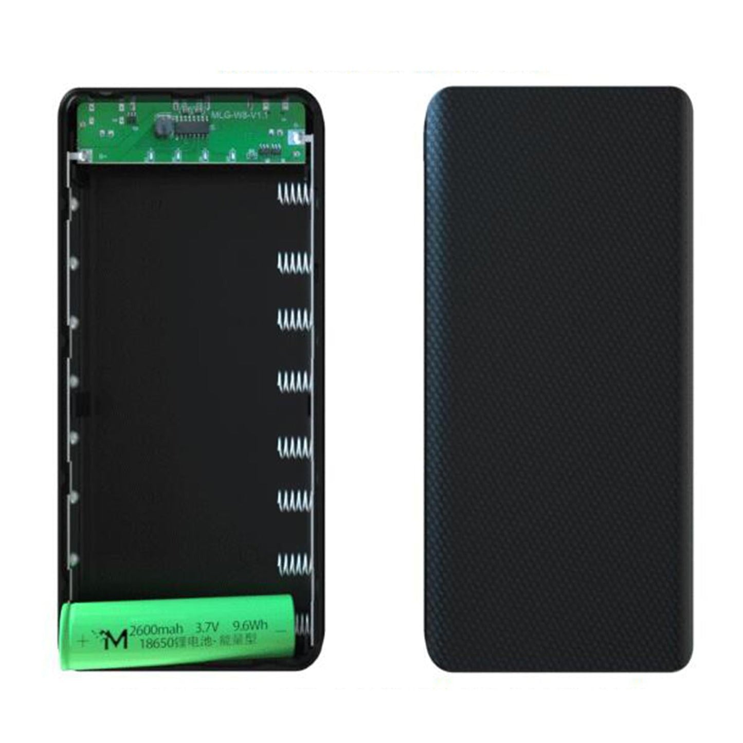 8 x18650 Power Bank Case Dual USB for All USB Devices Fast Charging Black 1A