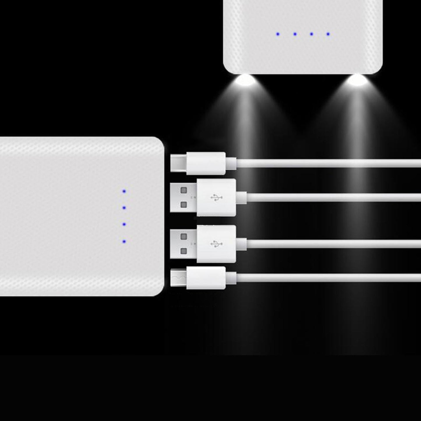 8 x18650 Power Bank Case Dual USB for All USB Devices Fast Charging White 1A