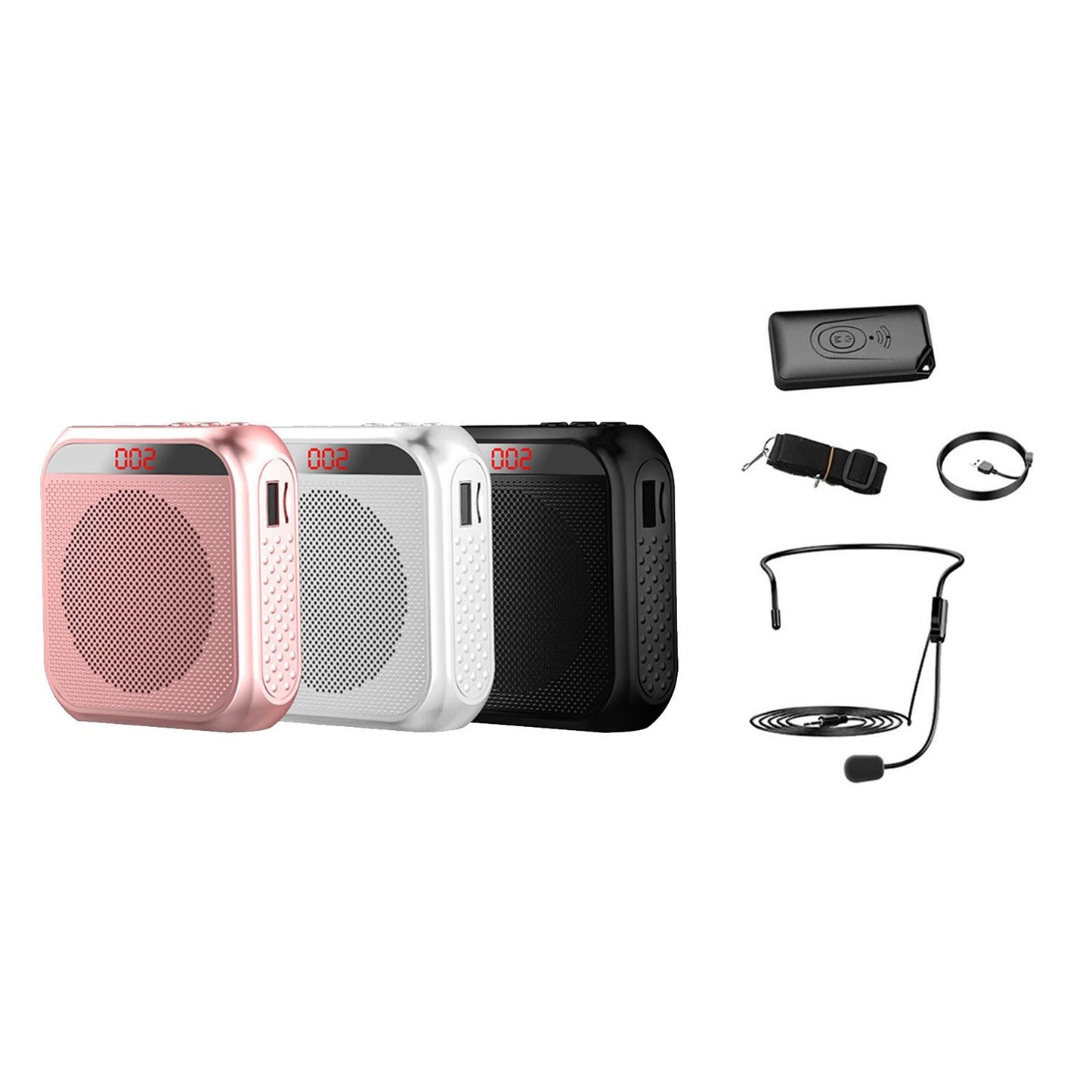 Portable Voice Amplifier Booster Megaphone w/Microphone Headset Black