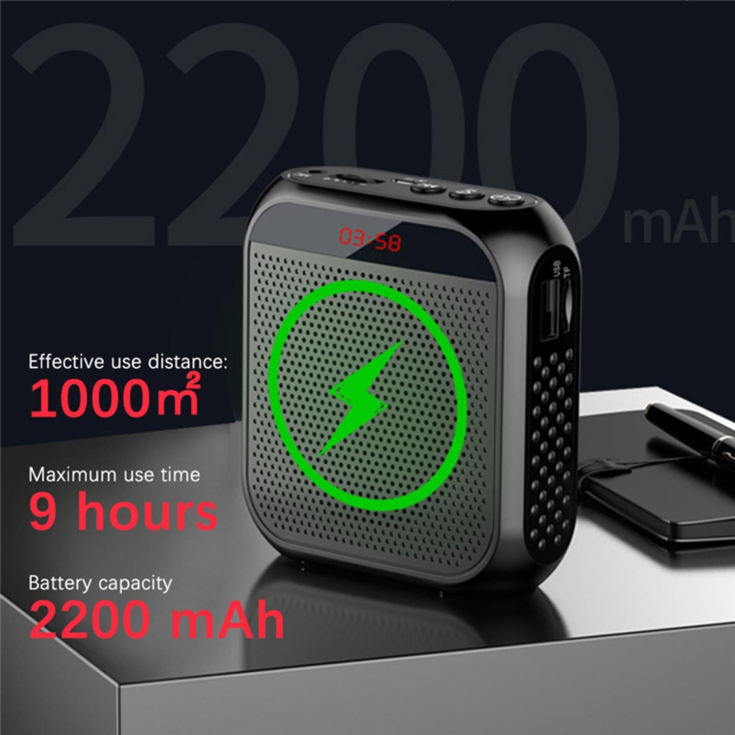 Portable Voice Amplifier Booster Megaphone w/Microphone Headset Rose Gold