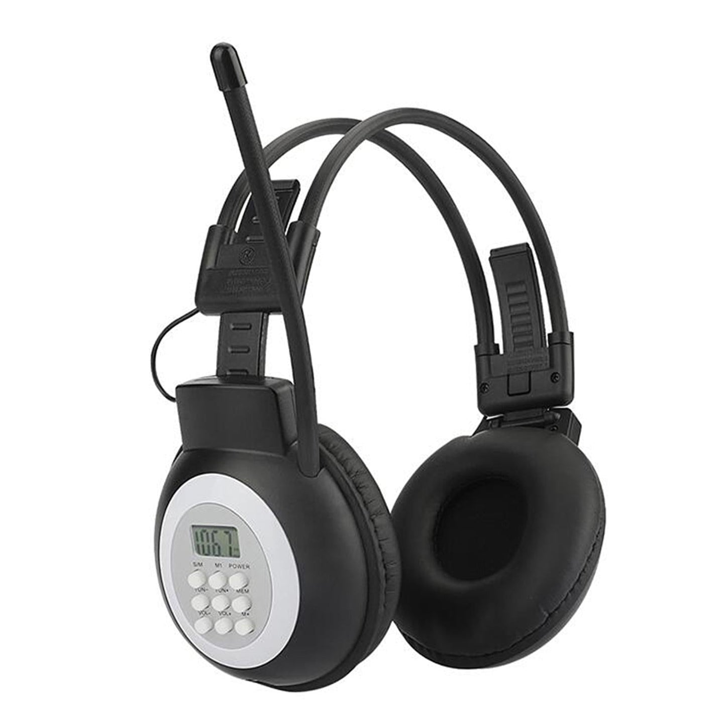 Portable FM Headset Radio Headphone Receiver Stereo/Mono Wireless Meeting