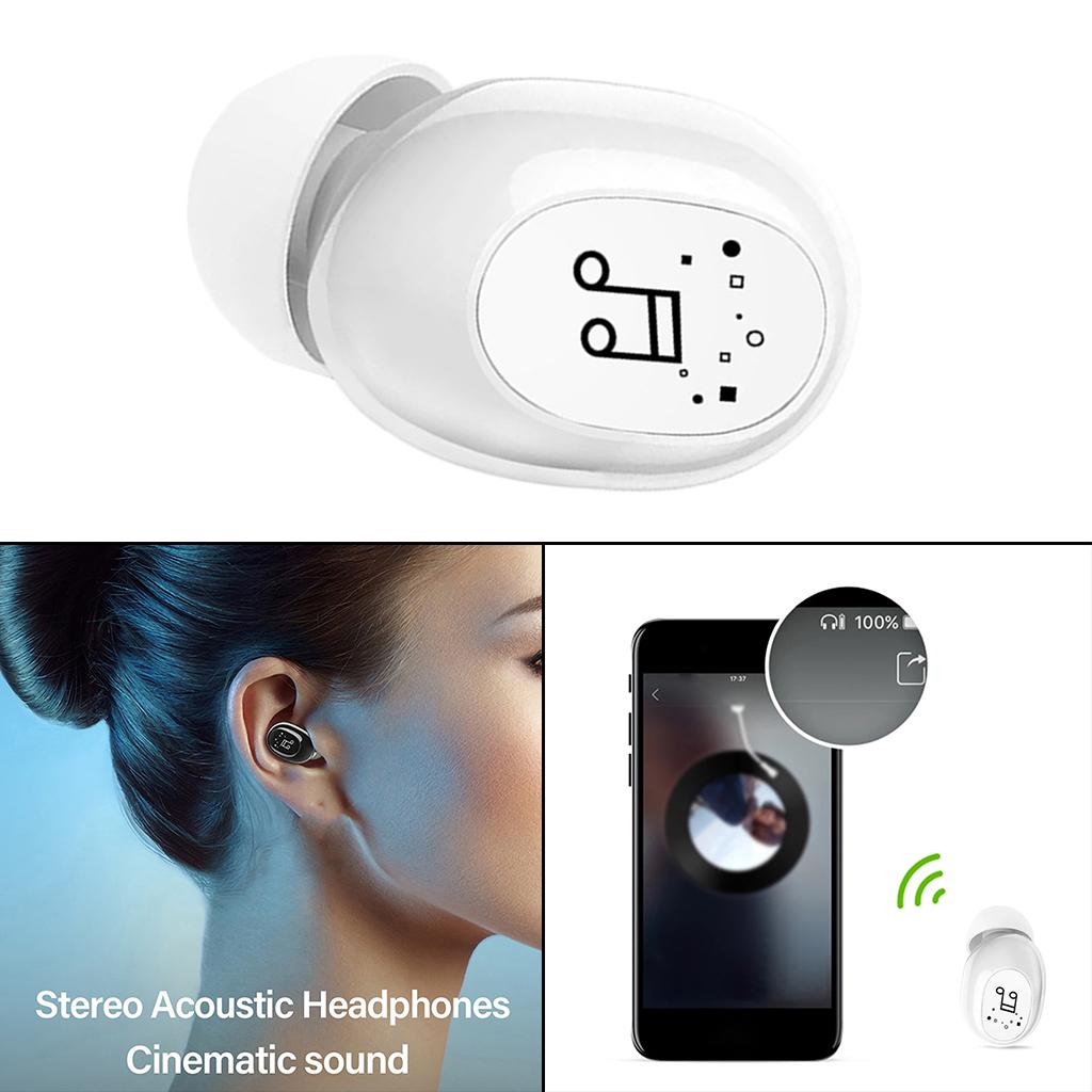 Mini In-Ear Wireless Earphone Headset Touch Control for Phones Hiking White