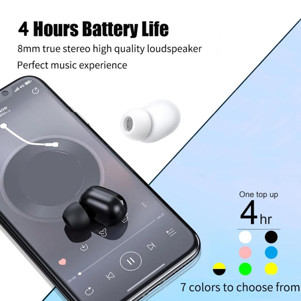 Single Bluetooth 5.0 Earbud Wireless Earphone Headset Headphone with Mic White
