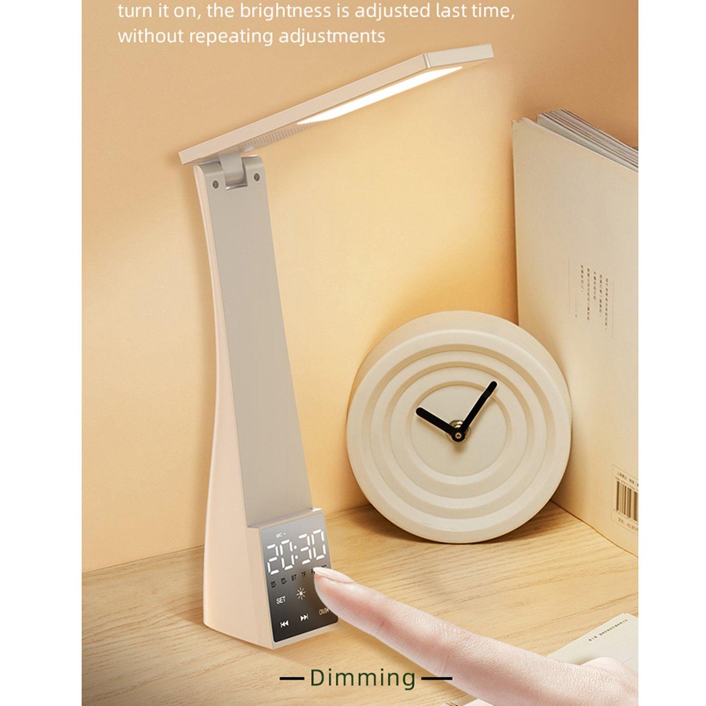 Wireless Bluetooth Desk Lamp LED Light Table with Speaker Office white