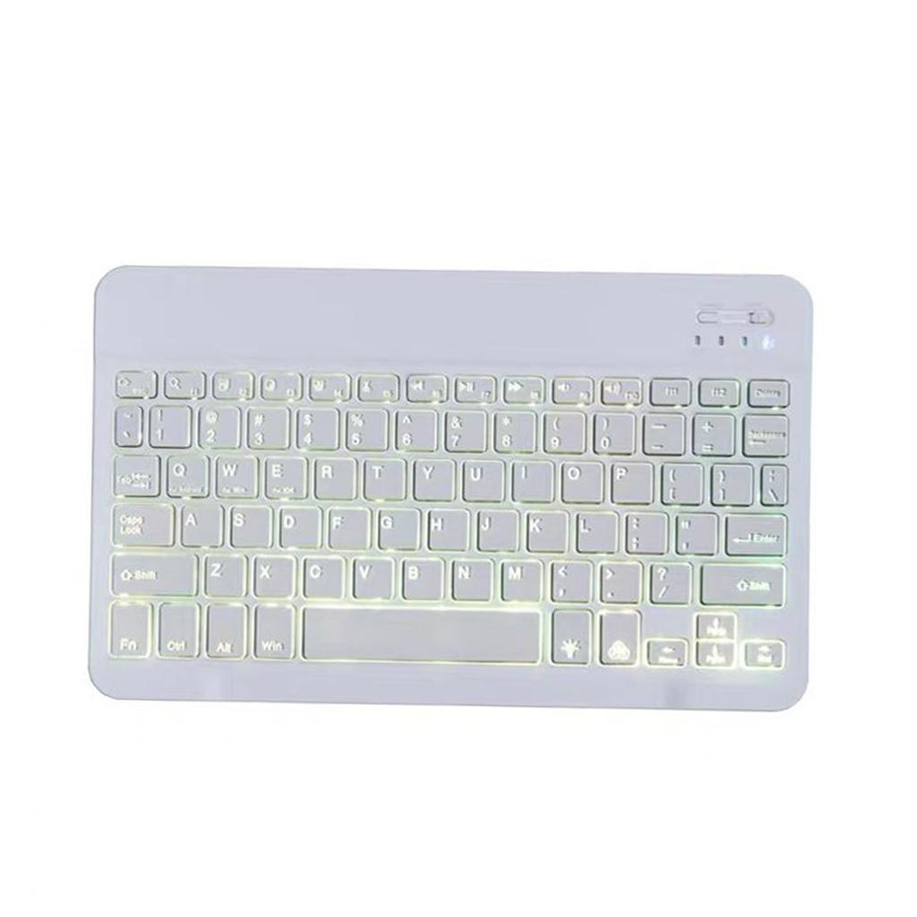 Universal Bluetooth Keyboard With Backlit 7-Colors Tablet White
