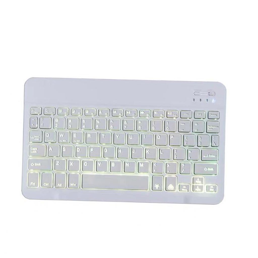 Universal Bluetooth Keyboard With Backlit 7-Colors Tablet White