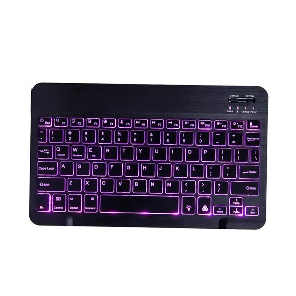Universal Bluetooth Keyboard With Backlit 7-Colors Tablet Black