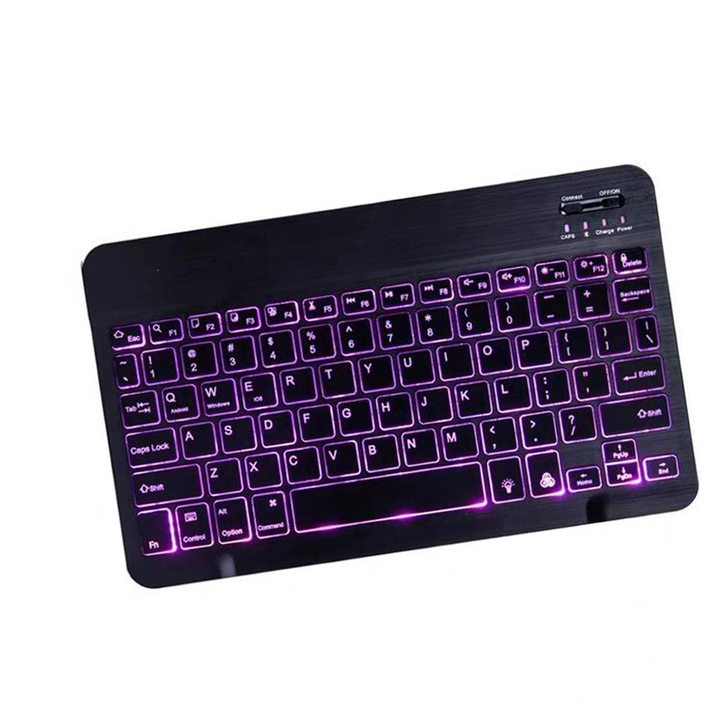 Universal Bluetooth Keyboard With Backlit 7-Colors Tablet Black