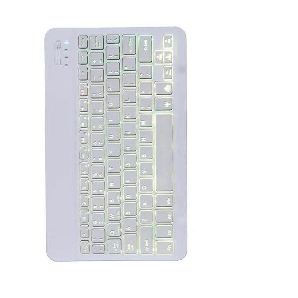Universal Bluetooth Keyboard With Backlit 7-Colors Tablet White with Mouse