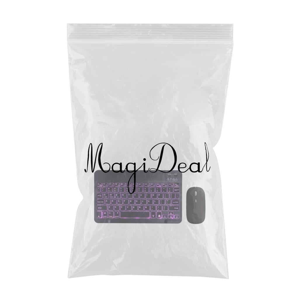 Universal Bluetooth Keyboard With Backlit 7-Colors Tablet Black with Mouse