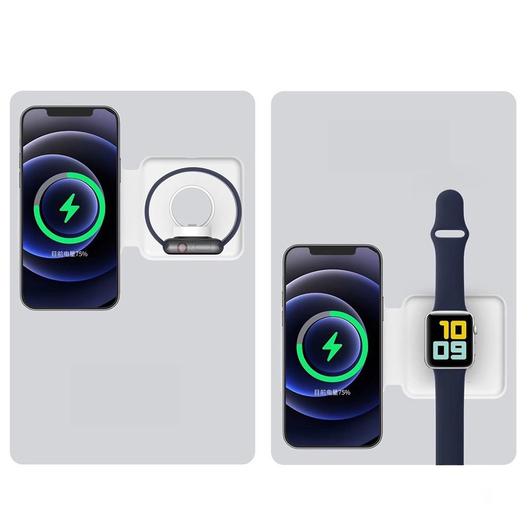 2 in 1 Wireless Charger 15W Charger Station for 12 Max Pro for iWatch White