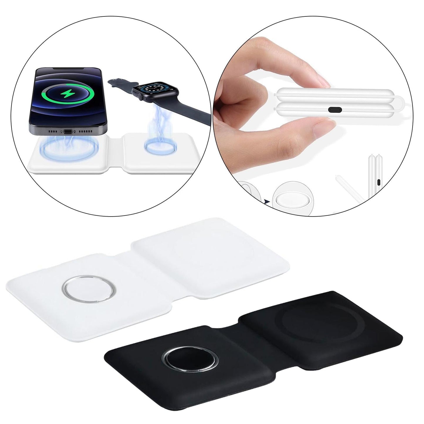 2 in 1 Wireless Charger 15W Charger Station for 12 Max Pro for iWatch White