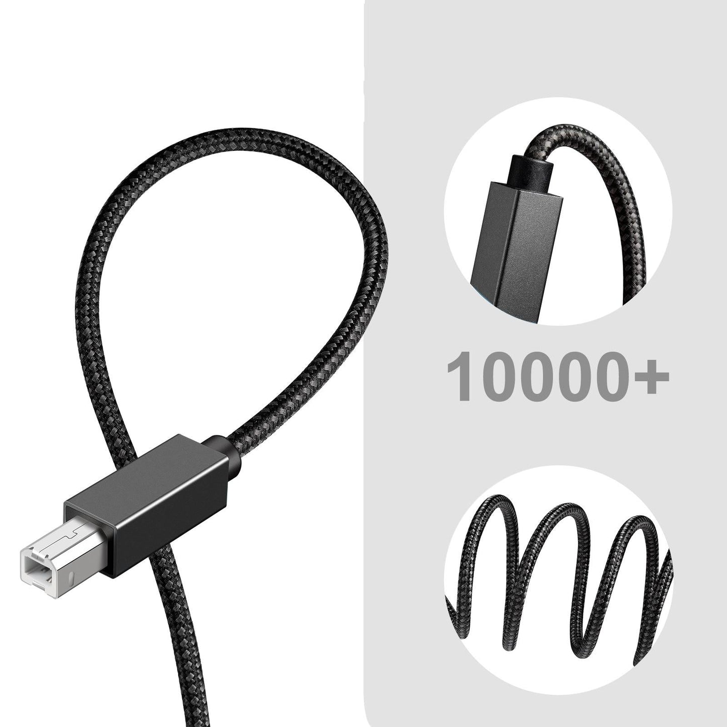 Printer Cable Line A Male to B Male High Speed Cord Black USB2.0 1m