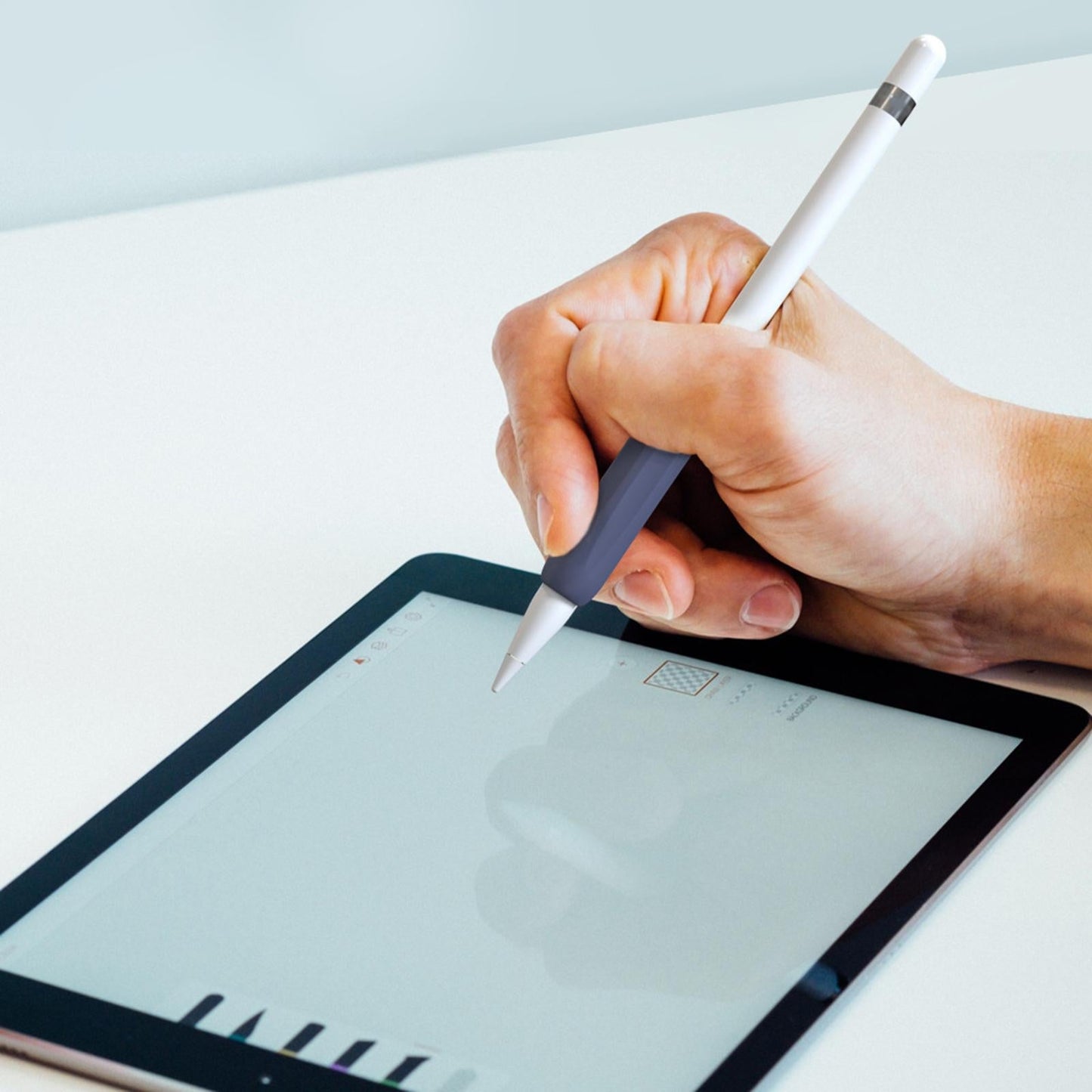 3x Touch Screen Pen Cover Sleeve Case Anti-Slip Grip Black Blue White