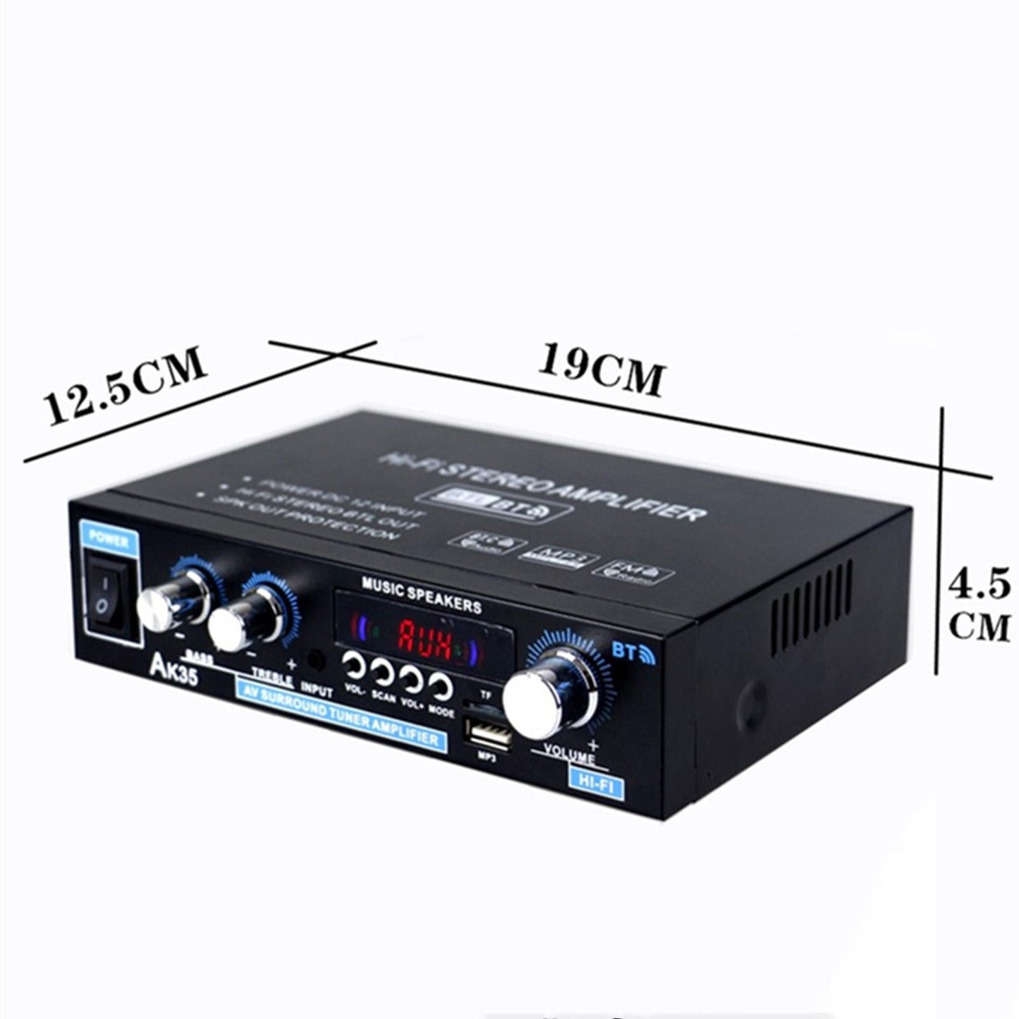 AK35 90W + 90W Audio Power Amplifier Speaker Amp 2-Channel for Car MP3 EU
