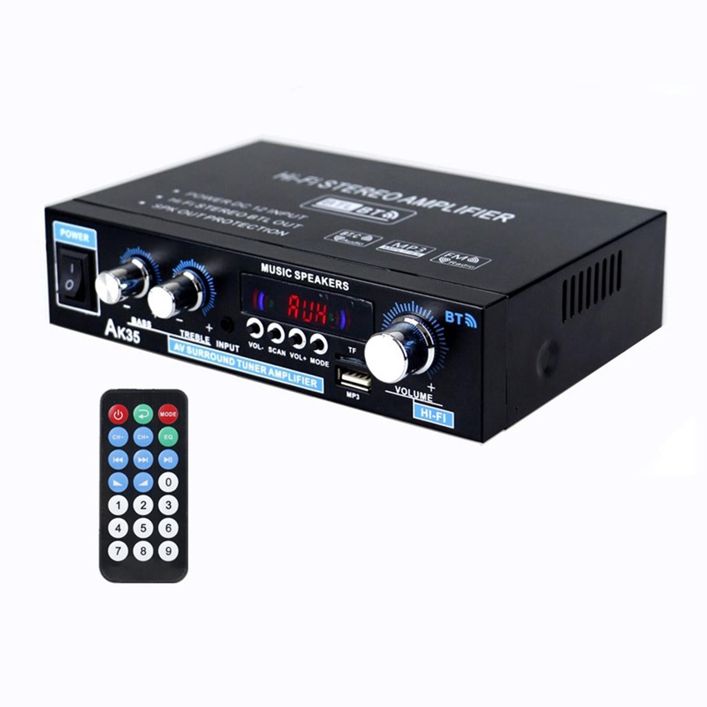 AK35 90W + 90W Audio Power Amplifier Speaker Amp 2-Channel for Car MP3 EU