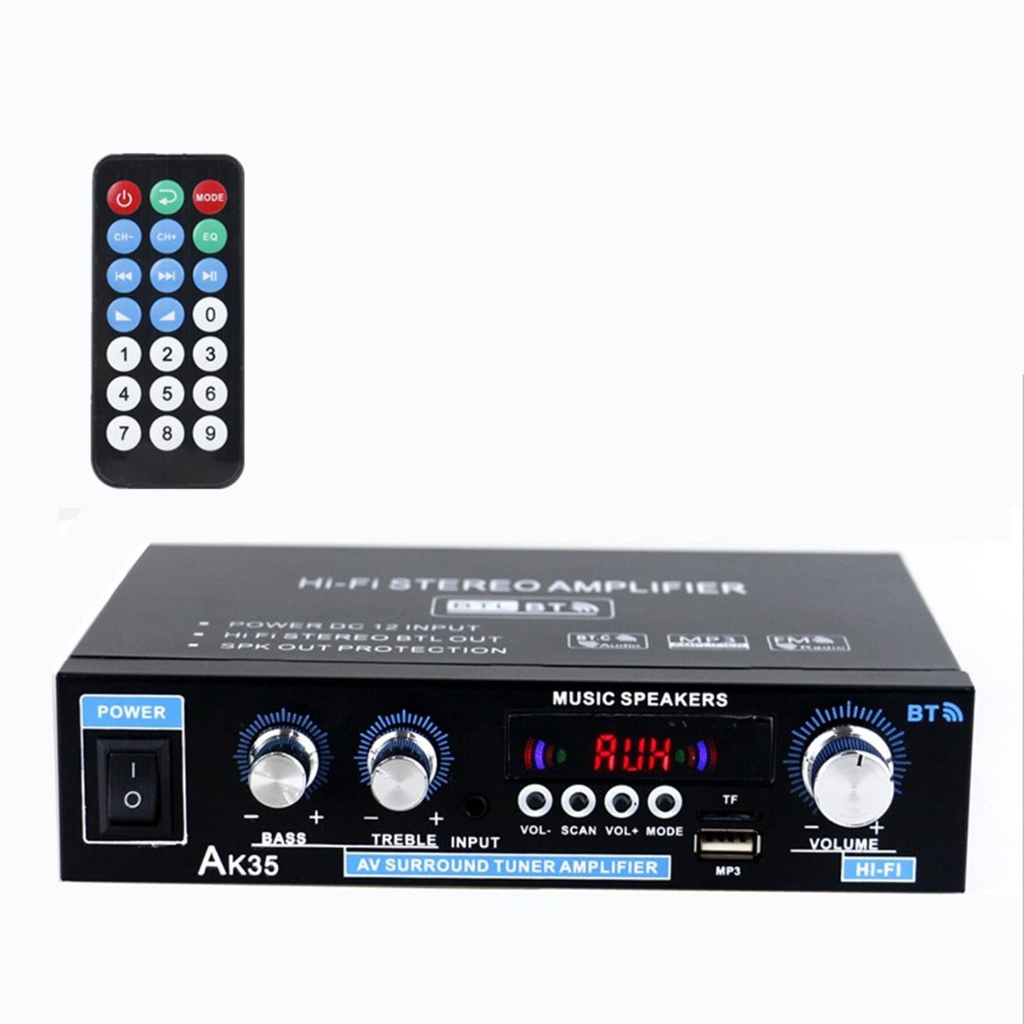 AK35 90W + 90W Audio Power Amplifier Speaker Amp 2-Channel for Car MP3 EU