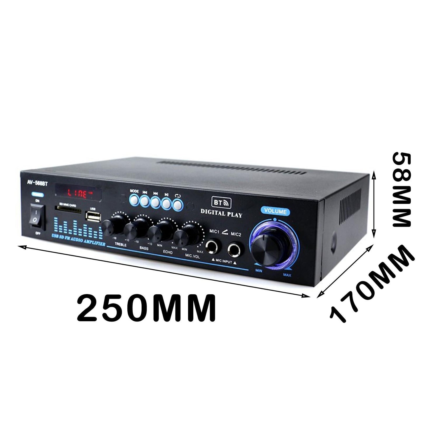 Bluetooth Audio Amplifier with Remote Control for Home Speakers Desktop