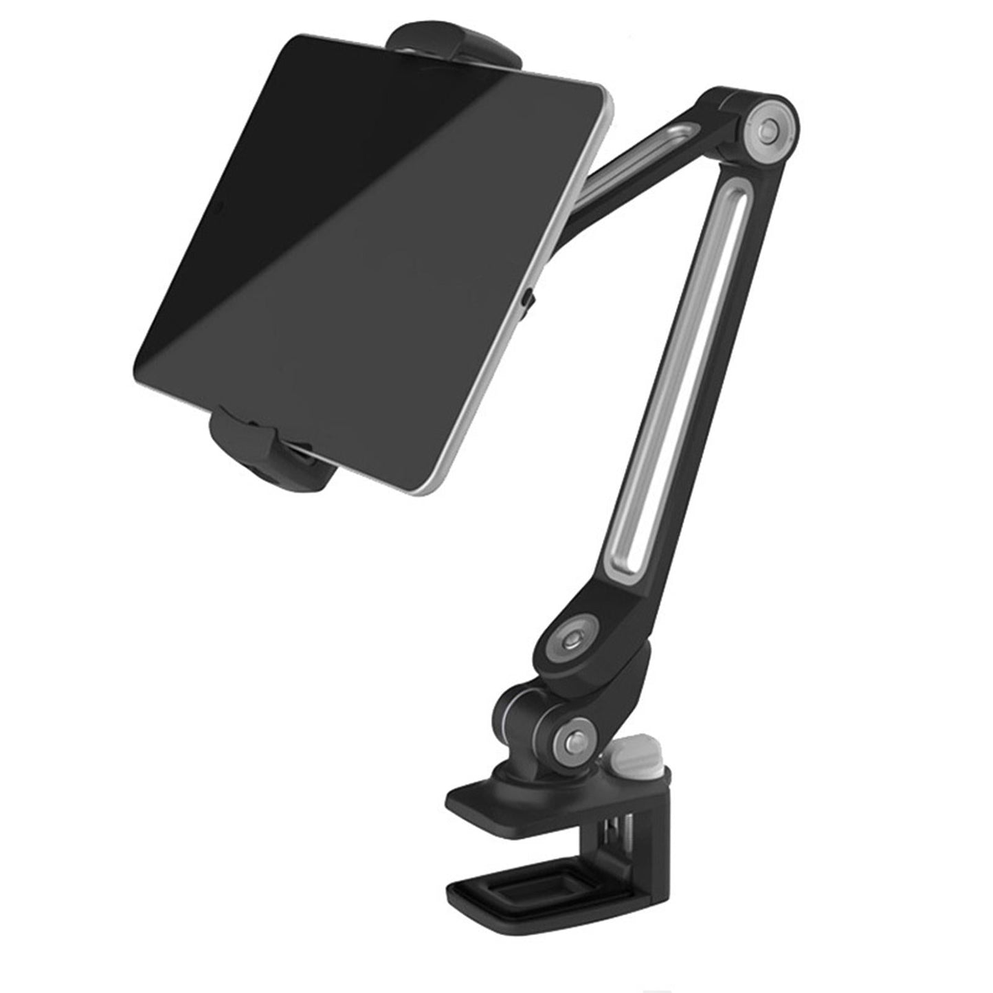 Tablet Stand Adjustable With Clip 360 Rotating Universal Tablet Black