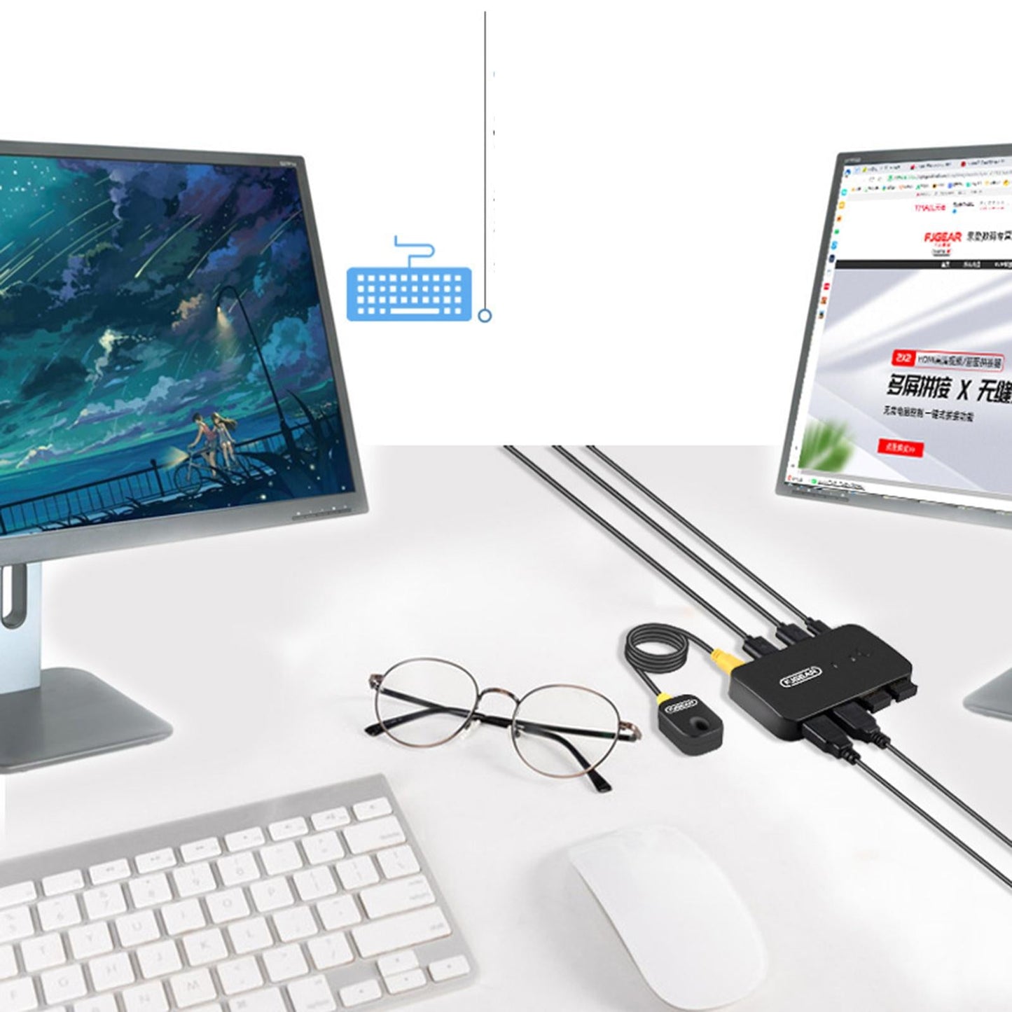 Switch Selector 2 in 4 Out 4 Port USB 2.0 Hub for Computer Scanner Printer