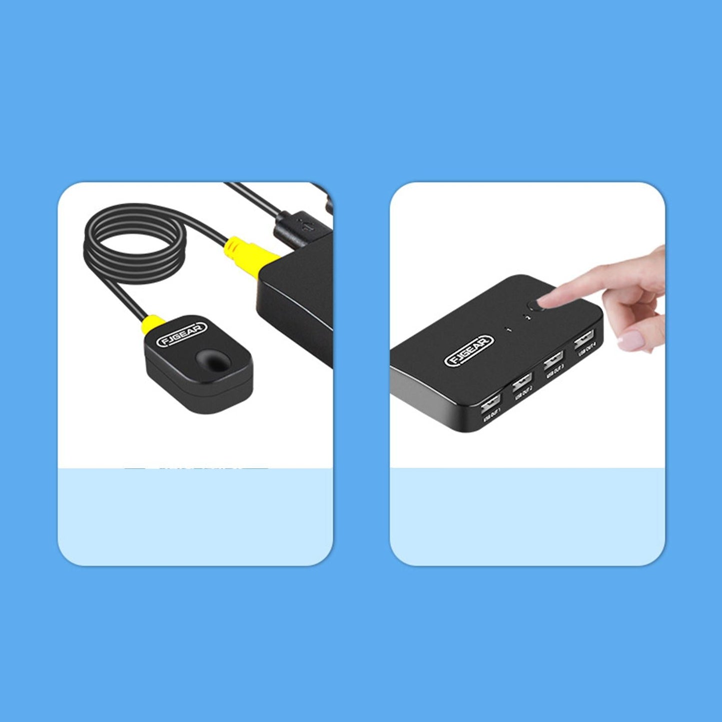 Switch Selector 2 in 4 Out 4 Port USB 2.0 Hub for Computer Scanner Printer