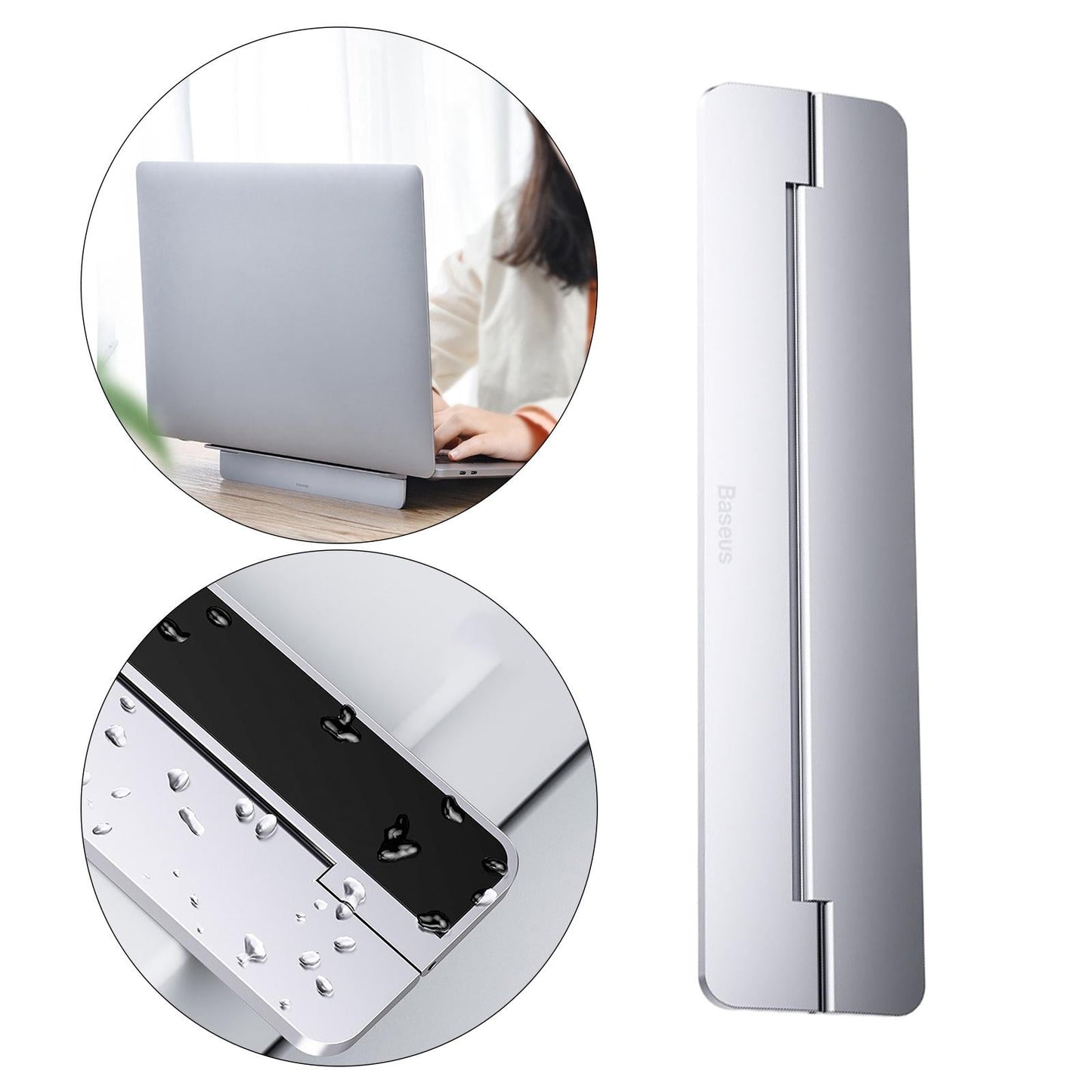 Metal Foldable Laptop Stand Laptop Riser Support Base Accessories Silver