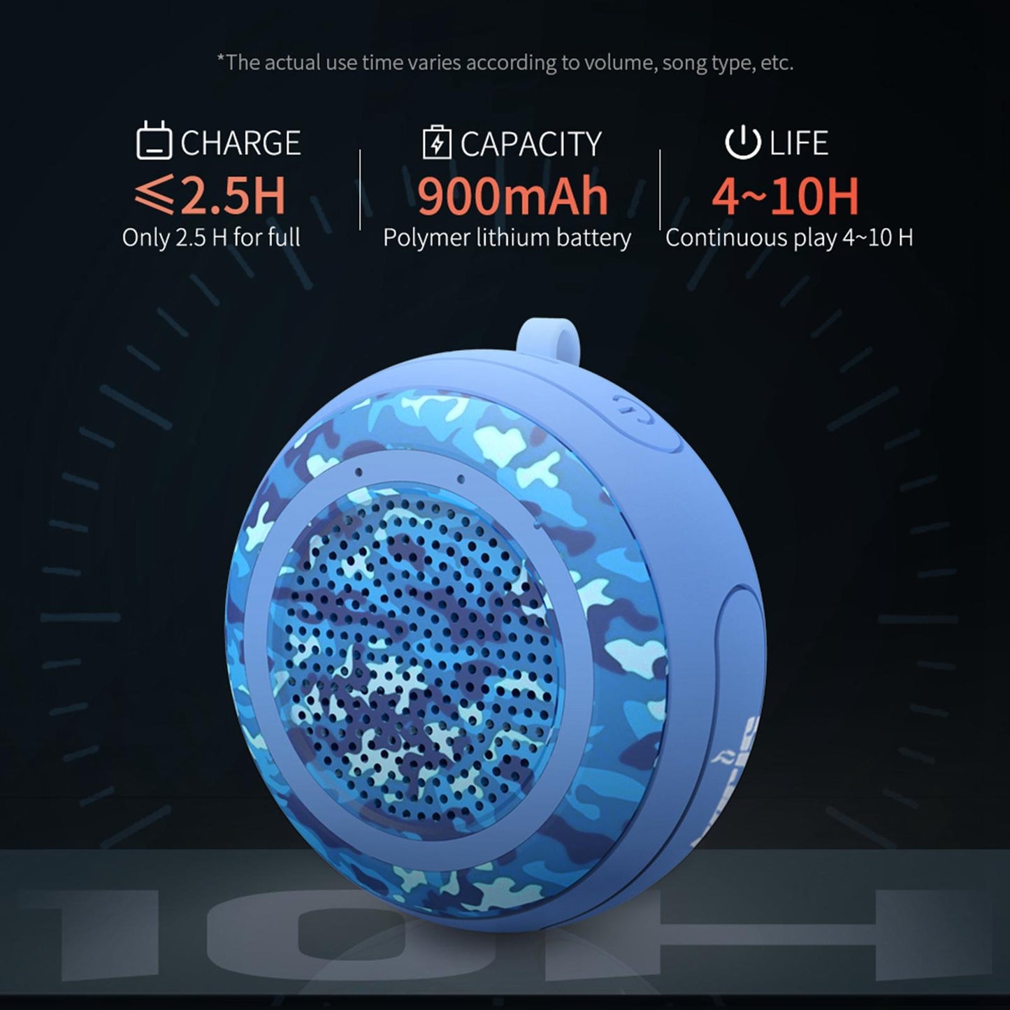 Portable Waterproof Bluetooth Speaker Floating for Pool Beach Boating Black