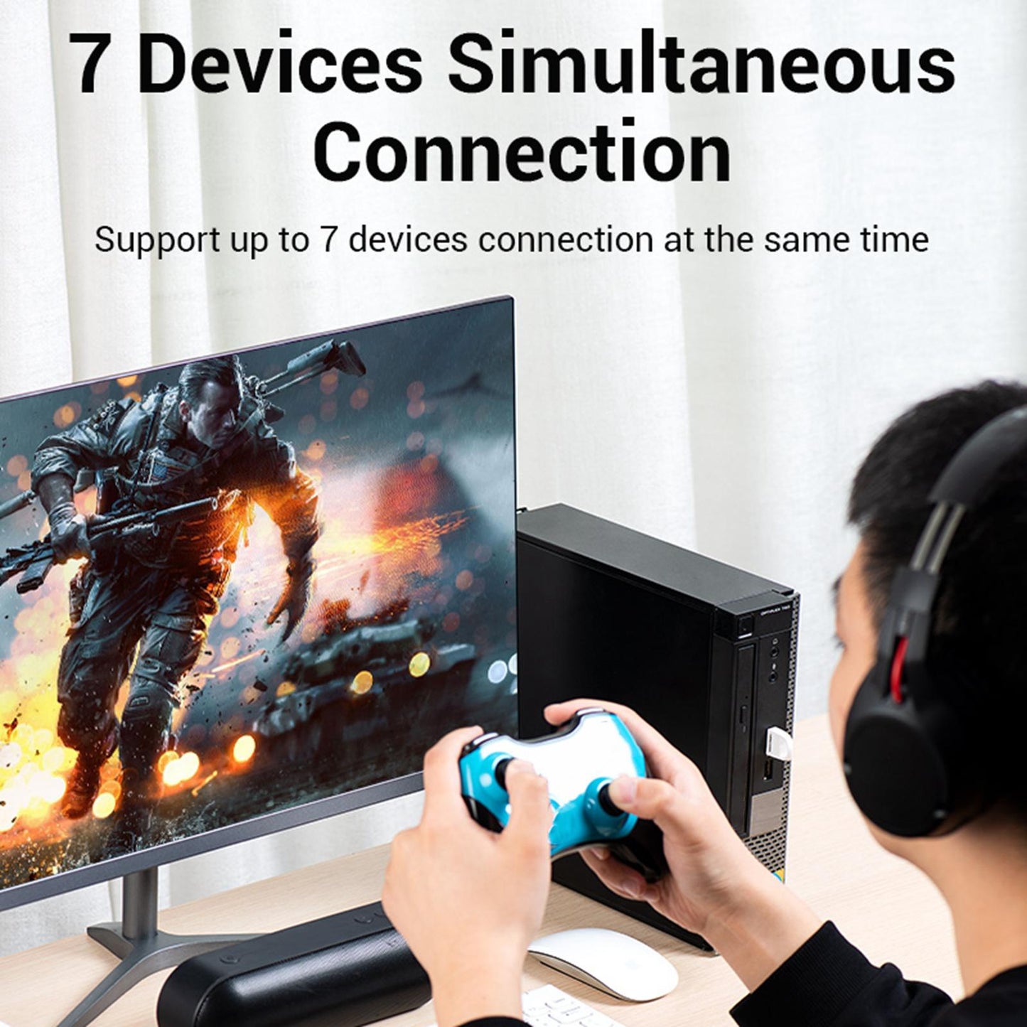 USB Bluetooth Transmitter Wireless Audio for Laptop PC Computer white