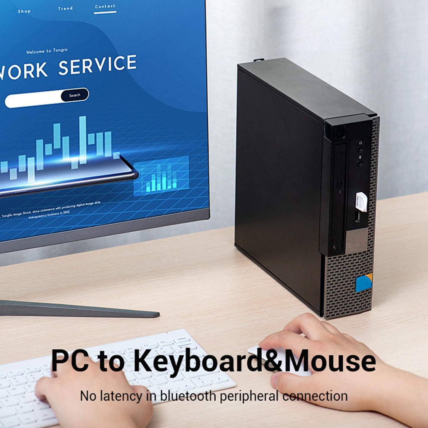 USB Bluetooth Transmitter Wireless Audio for Laptop PC Computer white