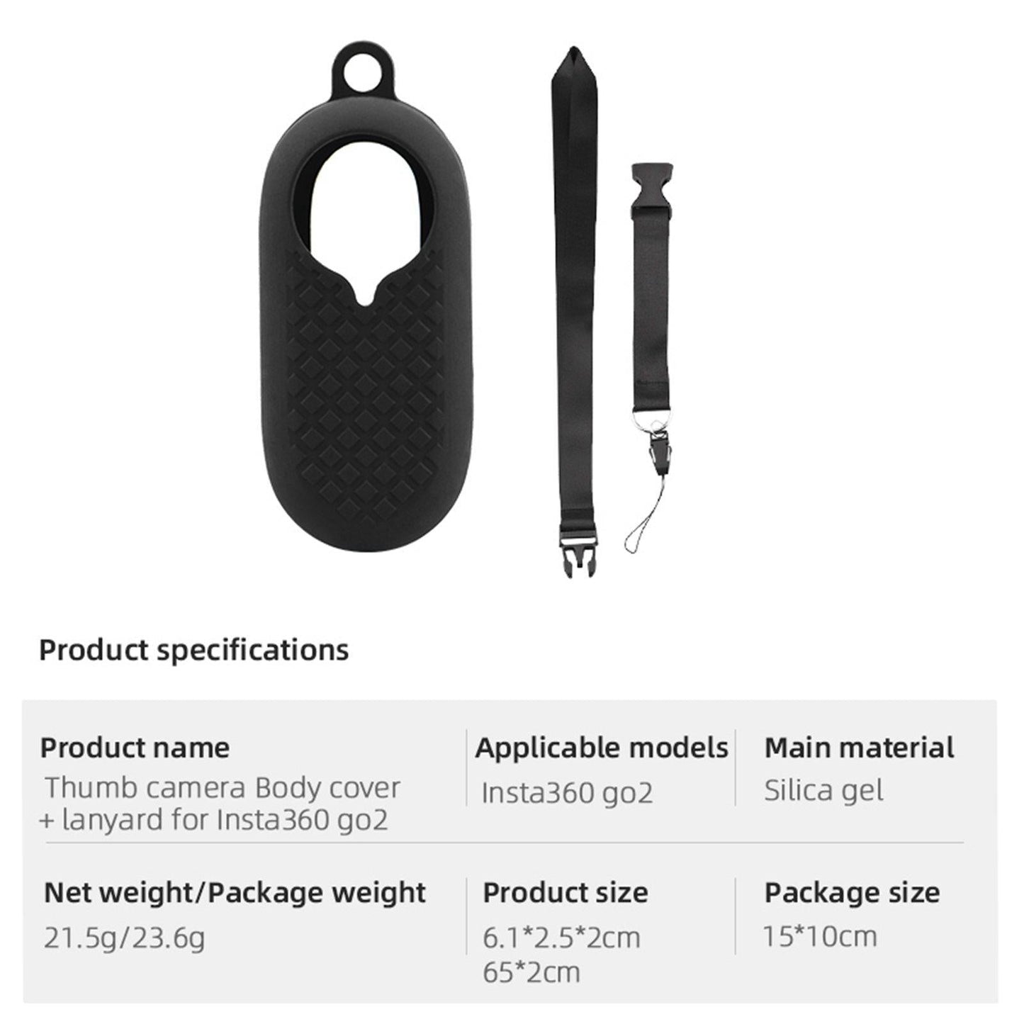 Silicone Protective Cover Case for Insta360 GO2 Camera Black Body Cover