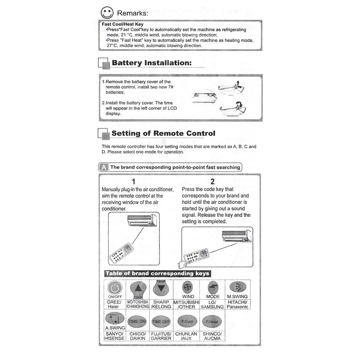 Universal A C Air Condition Remote Control Easy Use Compact Lightweight