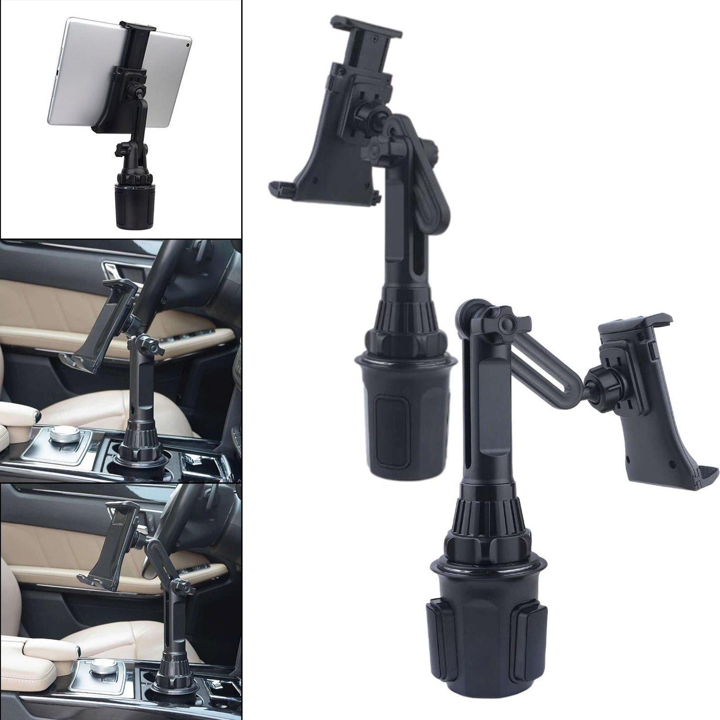 Car Mount Cup Holder Rotatable for Bottles Phones Windshield Short Version