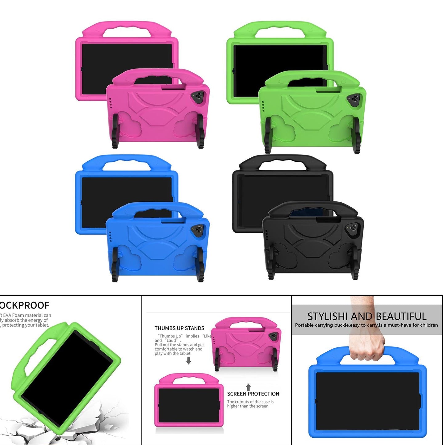 Kids-Proof Protective Cover Tablet for Galaxy Tab A T295 with Handle green