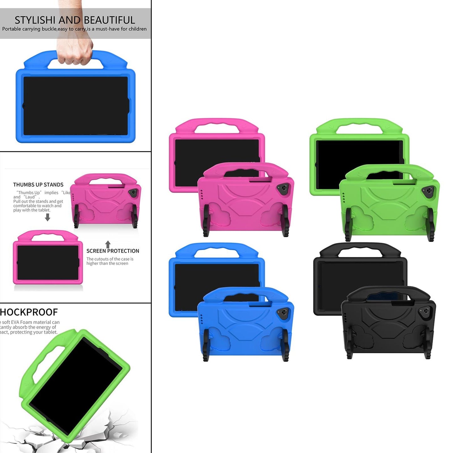 Kids-Proof Protective Cover Tablet for Galaxy Tab A T295 with Handle green