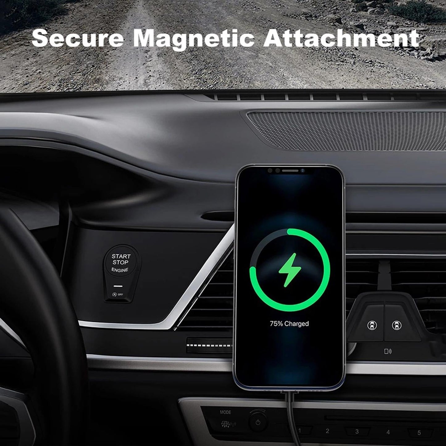 Magnetic Wireless Car Charger Auto-Alignment 15W for MagSafe 12 Pro Max Black