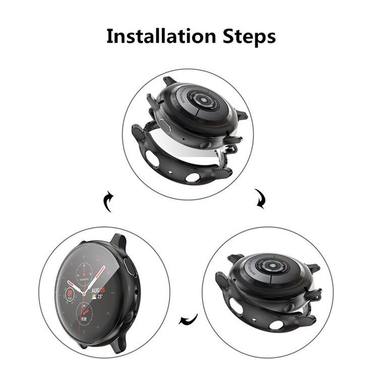 HAT PRINCE All-round Protective Electroplating TPU Watch Case for Samsung Galaxy Watch Active2 44mm - Black