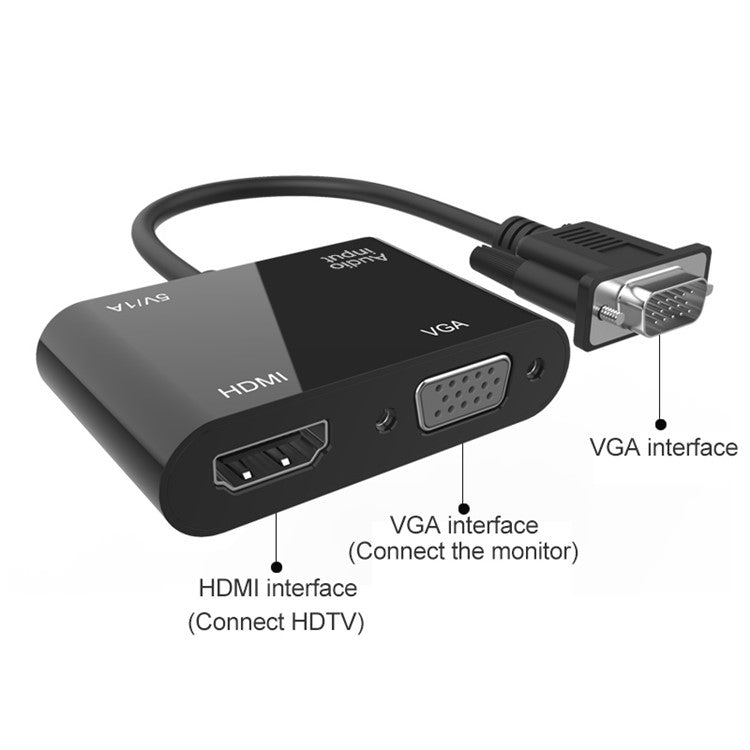 5138HV 1080P VGA to HDMI+VGA with Audio Converter
