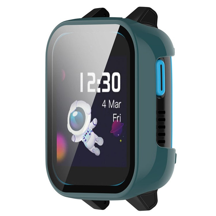 For Xplora XGO3 Hard PC Watch Case Overall Protective Cover with HD Tempered Glass Film - Green