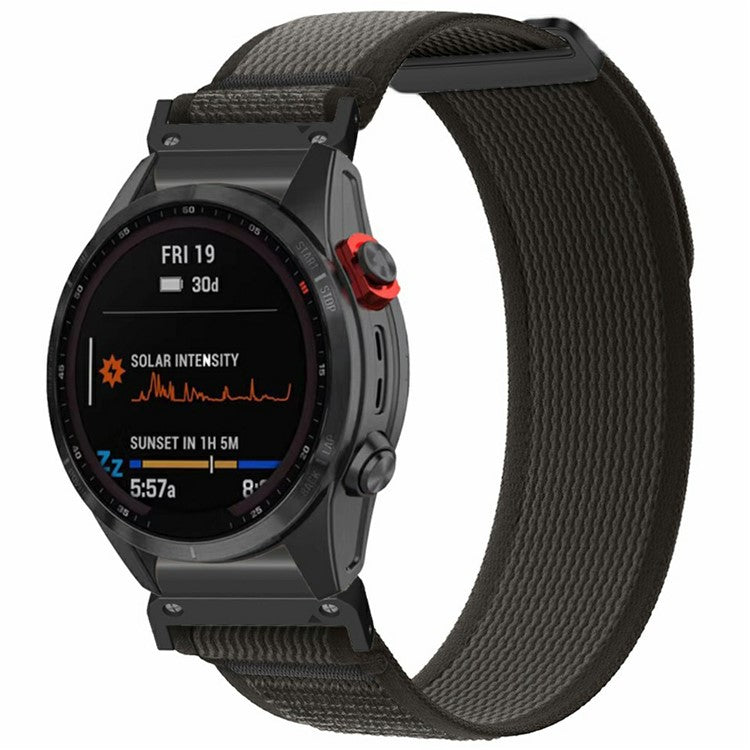 Watch Band for Garmin Fenix 7X / 6X / 5X Replacement Nylon Adjustable Loop Fastener Strap - Black+Black